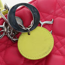 Christian Dior Canage Lady Dior Hand Bag Lamb Skin 2way Pink Silver Auth 195537M-18