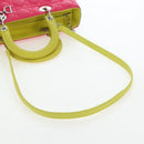 Christian Dior Canage Lady Dior Hand Bag Lamb Skin 2way Pink Silver Auth 195537M-9