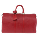 LOUIS VUITTON Epi Keepall 45 Boston Bag Red M42977 LV Auth 195542A-2