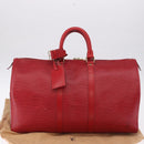 LOUIS VUITTON Epi Keepall 45 Boston Bag Red M42977 LV Auth 195542A-25