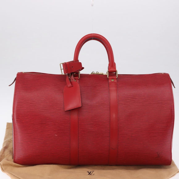 LOUIS VUITTON Epi Keepall 45 Boston Bag Red M42977 LV Auth 195542A