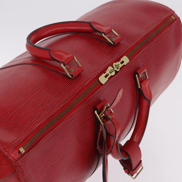 LOUIS VUITTON Epi Keepall 45 Boston Bag Red M42977 LV Auth 195542A