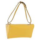 FENDI Celeria Triangle Shoulder Bag Leather Yellow Gold Tone 8BS053 Auth 195557M-1