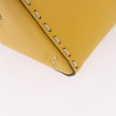 FENDI Celeria Triangle Shoulder Bag Leather Yellow Gold Tone 8BS053 Auth 195557M-15