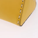 FENDI Celeria Triangle Shoulder Bag Leather Yellow Gold Tone 8BS053 Auth 195557M-16