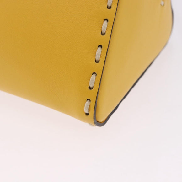 FENDI Celeria Triangle Shoulder Bag Leather Yellow Gold Tone 8BS053 Auth 195557M