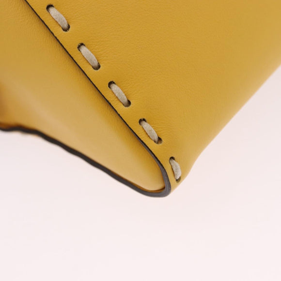 FENDI Celeria Triangle Shoulder Bag Leather Yellow Gold Tone 8BS053 Auth 195557M