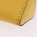FENDI Celeria Triangle Shoulder Bag Leather Yellow Gold Tone 8BS053 Auth 195557M-18