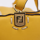 FENDI Celeria Triangle Shoulder Bag Leather Yellow Gold Tone 8BS053 Auth 195557M-19