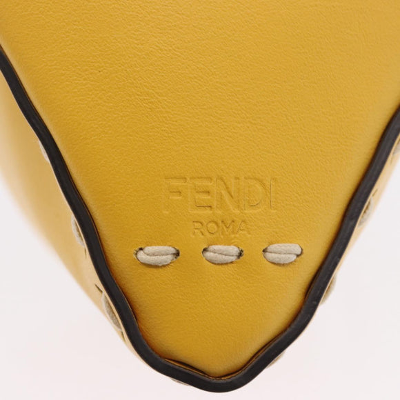 FENDI Celeria Triangle Shoulder Bag Leather Yellow Gold Tone 8BS053 Auth 195557M