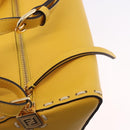 FENDI Celeria Triangle Shoulder Bag Leather Yellow Gold Tone 8BS053 Auth 195557M-9