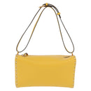 FENDI Celeria Triangle Shoulder Bag Leather Yellow Gold Tone 8BS053 Auth 195557M-13