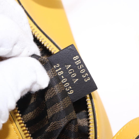 FENDI Celeria Triangle Shoulder Bag Leather Yellow Gold Tone 8BS053 Auth 195557M