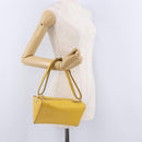FENDI Celeria Triangle Shoulder Bag Leather Yellow Gold Tone 8BS053 Auth 195557M-23
