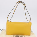 FENDI Celeria Triangle Shoulder Bag Leather Yellow Gold Tone 8BS053 Auth 195557M-12