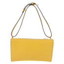 FENDI Celeria Triangle Shoulder Bag Leather Yellow Gold Tone 8BS053 Auth 195557M-2