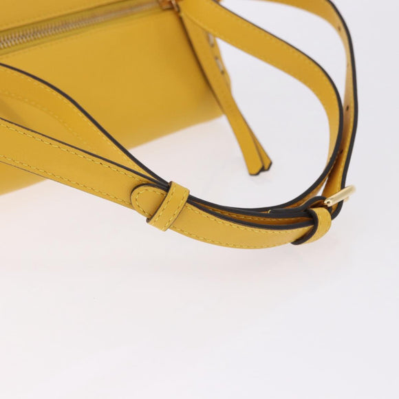 FENDI Celeria Triangle Shoulder Bag Leather Yellow Gold Tone 8BS053 Auth 195557M