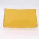 FENDI Celeria Triangle Shoulder Bag Leather Yellow Gold Tone 8BS053 Auth 195557M-5