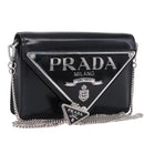 PRADA Chain Shoulder Bag Patent leather Black Silver Auth 195563SAV-1
