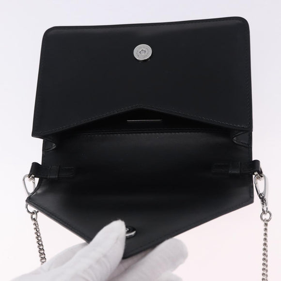 PRADA Chain Shoulder Bag Patent leather Black Silver Auth 195563SAV