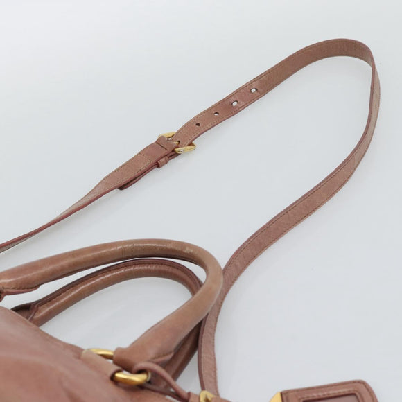 PRADA Hand Bag Leather 2way Pink Gold Auth 195564A