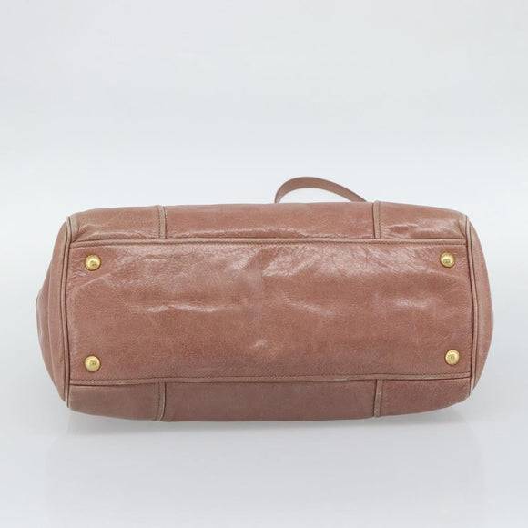 PRADA Hand Bag Leather 2way Pink Gold Auth 195564A