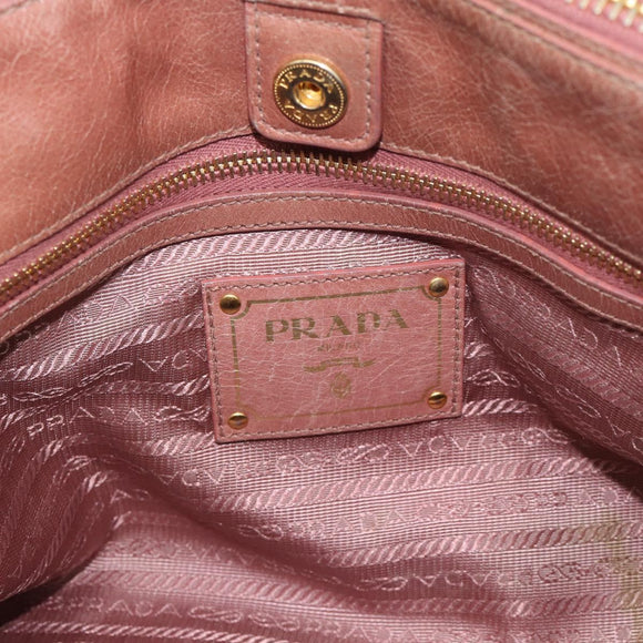 PRADA Hand Bag Leather 2way Pink Gold Auth 195564A