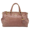 PRADA Hand Bag Leather 2way Pink Gold Auth 195564A-2