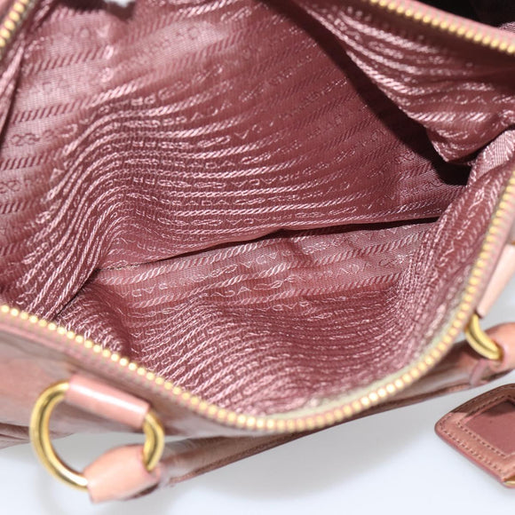 PRADA Hand Bag Leather 2way Pink Gold Auth 195564A