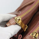 PRADA Hand Bag Leather 2way Pink Gold Auth 195564A-26