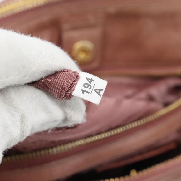 PRADA Hand Bag Leather 2way Pink Gold Auth 195564A