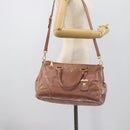 PRADA Hand Bag Leather 2way Pink Gold Auth 195564A-29