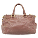 PRADA Hand Bag Leather 2way Pink Gold Auth 195564A-3