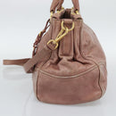 PRADA Hand Bag Leather 2way Pink Gold Auth 195564A-5