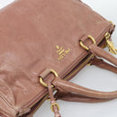PRADA Hand Bag Leather 2way Pink Gold Auth 195564A-6