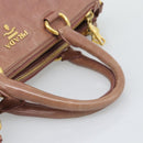 PRADA Hand Bag Leather 2way Pink Gold Auth 195564A-7