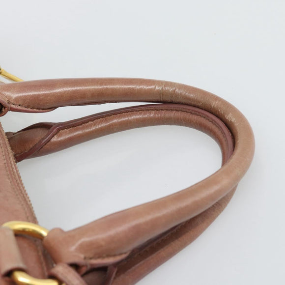 PRADA Hand Bag Leather 2way Pink Gold Auth 195564A