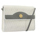 Christian Dior Honeycomb Canvas Shoulder Bag PVC White Gold Auth 195565-1