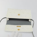 Christian Dior Honeycomb Canvas Shoulder Bag PVC White Gold Auth 195565-15