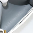 Christian Dior Honeycomb Canvas Shoulder Bag PVC White Gold Auth 195565-18
