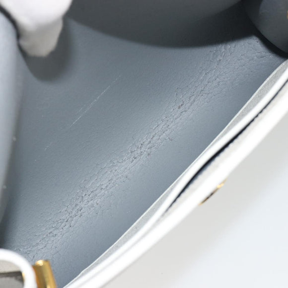 Christian Dior Honeycomb Canvas Shoulder Bag PVC White Gold Auth 195565