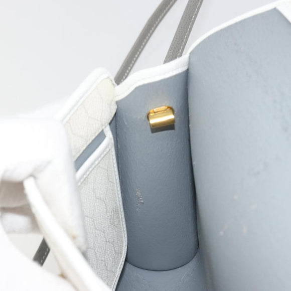 Christian Dior Honeycomb Canvas Shoulder Bag PVC White Gold Auth 195565