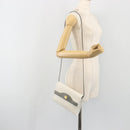 Christian Dior Honeycomb Canvas Shoulder Bag PVC White Gold Auth 195565-22