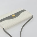 Christian Dior Honeycomb Canvas Shoulder Bag PVC White Gold Auth 195565-6