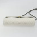 Christian Dior Honeycomb Canvas Shoulder Bag PVC White Gold Auth 195565-9