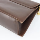 Salvatore Ferragamo Chain Shoulder Bag Leather Dark Brown Gold Auth 195566-15