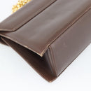 Salvatore Ferragamo Chain Shoulder Bag Leather Dark Brown Gold Auth 195566-16