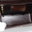 Salvatore Ferragamo Chain Shoulder Bag Leather Dark Brown Gold Auth 195566-10