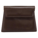 Salvatore Ferragamo Chain Shoulder Bag Leather Dark Brown Gold Auth 195566-13