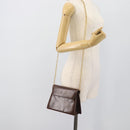 Salvatore Ferragamo Chain Shoulder Bag Leather Dark Brown Gold Auth 195566-20